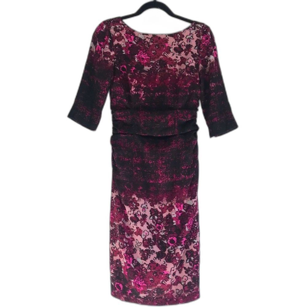 Tracy Reese Black Purple Floral Sheath Dress Size 2